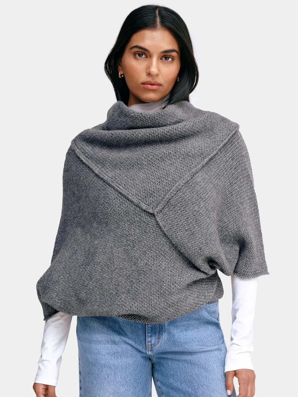 NWOT Marcella NYC Palmer Knit Top Dark Grey Size M